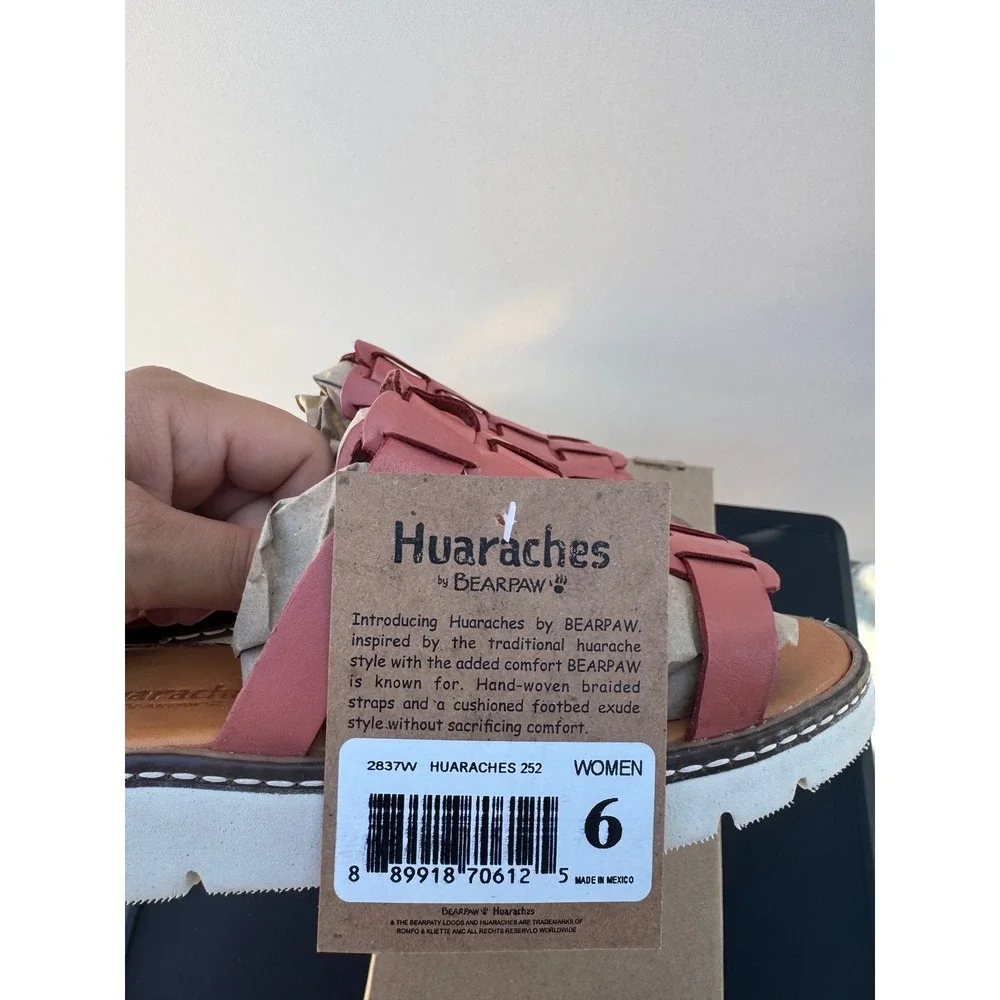 Bearpaw Huaraches Vanessa Coral 252 Women's Woven Sandals Slides Size 6 NEW - Picture 3 of 6